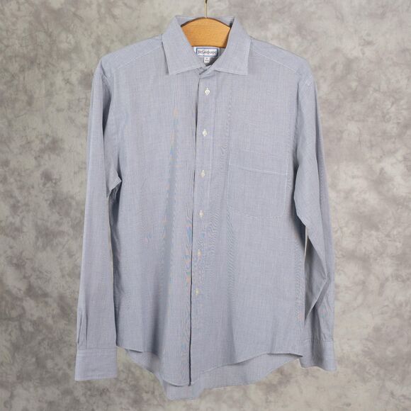 Vintage Yves Saint Laurent Shirt | YSL | Blue Gray Button Down | 15 - Picture 1 of 5
